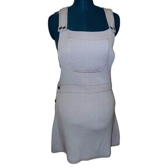 New Zara open Back  Knit Sweater Apron Y2K  Preppy Overall Dress Baby Blue M - Picture 1 of 7